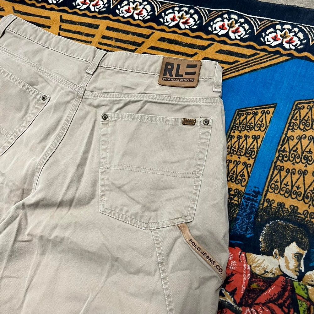 Ralph Lauren carpenter shorts Size 32 Embroidered leather tab Baggy wide leg y2k - Picture 5 of 7